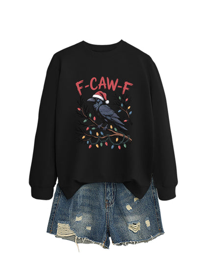 F Caw f Bird Light Bulb Autumn/Winter Round Neck Hoodie