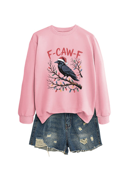 F Caw f Bird Light Bulb Autumn/Winter Round Neck Hoodie