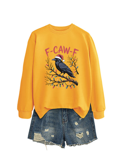 F Caw f Bird Light Bulb Autumn/Winter Round Neck Hoodie