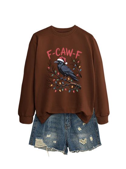 F Caw f Bird Light Bulb Autumn/Winter Round Neck Hoodie
